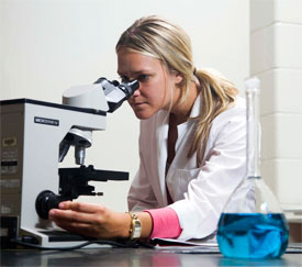 Student with Microscope