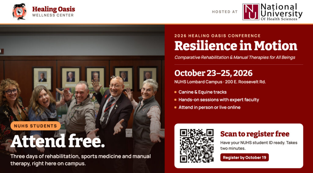 infographic for a healing oasis conference held by NUHS on 10-25-26