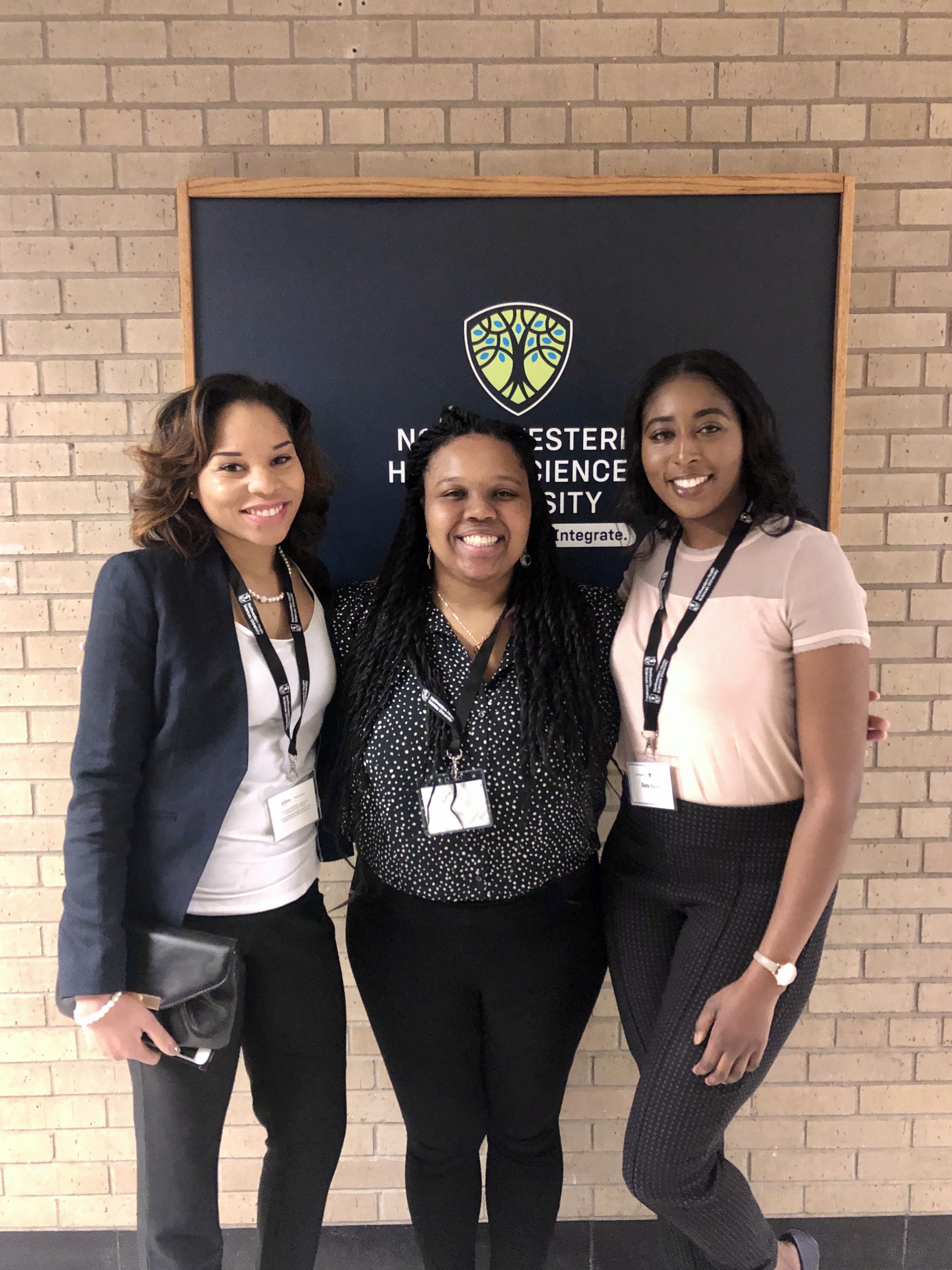 three NUHS Student American Black Chiropractic Association members