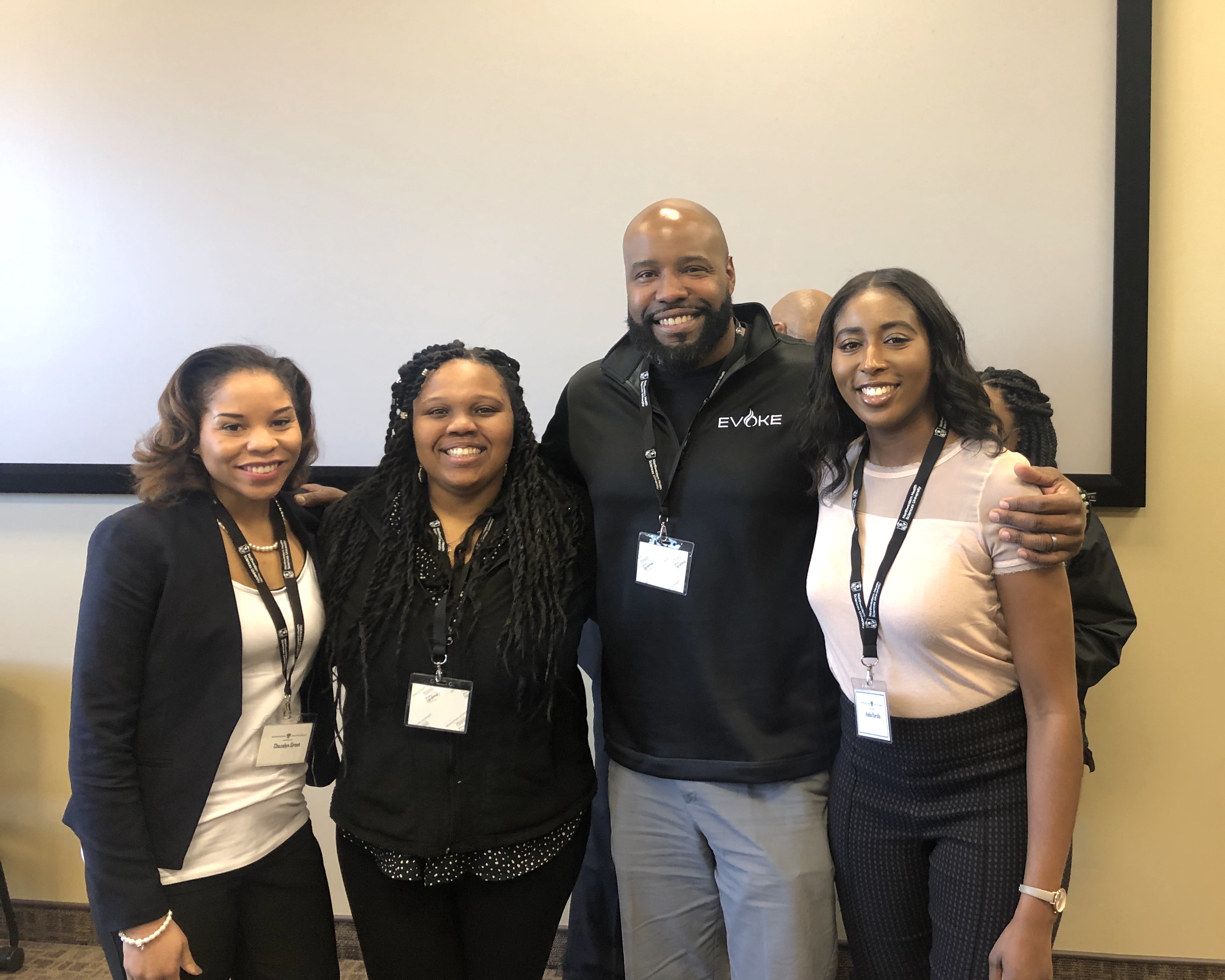 four NUHS Student American Black Chiropractic Association members