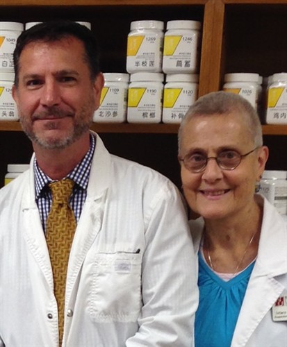 Students Robert Fischer and Linda Oster in the NUHS Herbal Dispensary