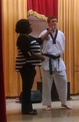 student demonstrating karate