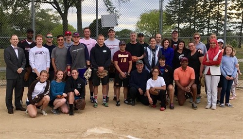 NUHS faculty and students at softball competition