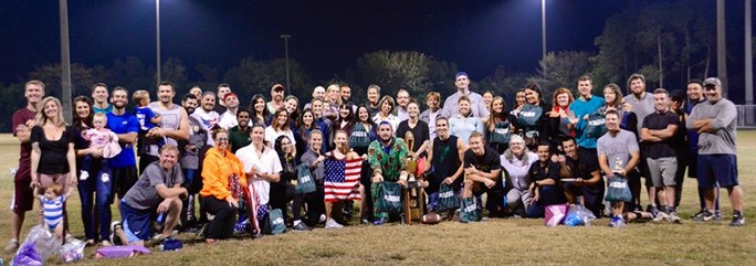 group of National University florida students play in annual turkey bowl