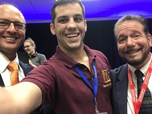 Drs. Rober Arnold and Carlo Guadagno take a photo with NUHS-Florida chiropractic student Addison Ozakyol.