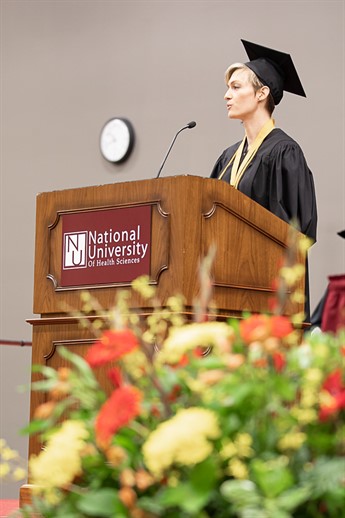 Jane M. Haltmeyer delivering commencement address