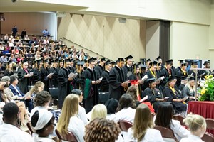 group of graduates at commencement ceremony