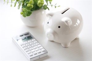 white piggy bank and calculator