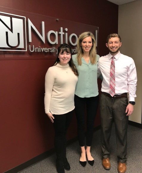 NUHS SACA Leadership Conference Student Chair Ben LaGard with co-chairs Amanda Leonard (center) and Alli Totzke (left).