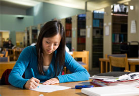 student learning in library