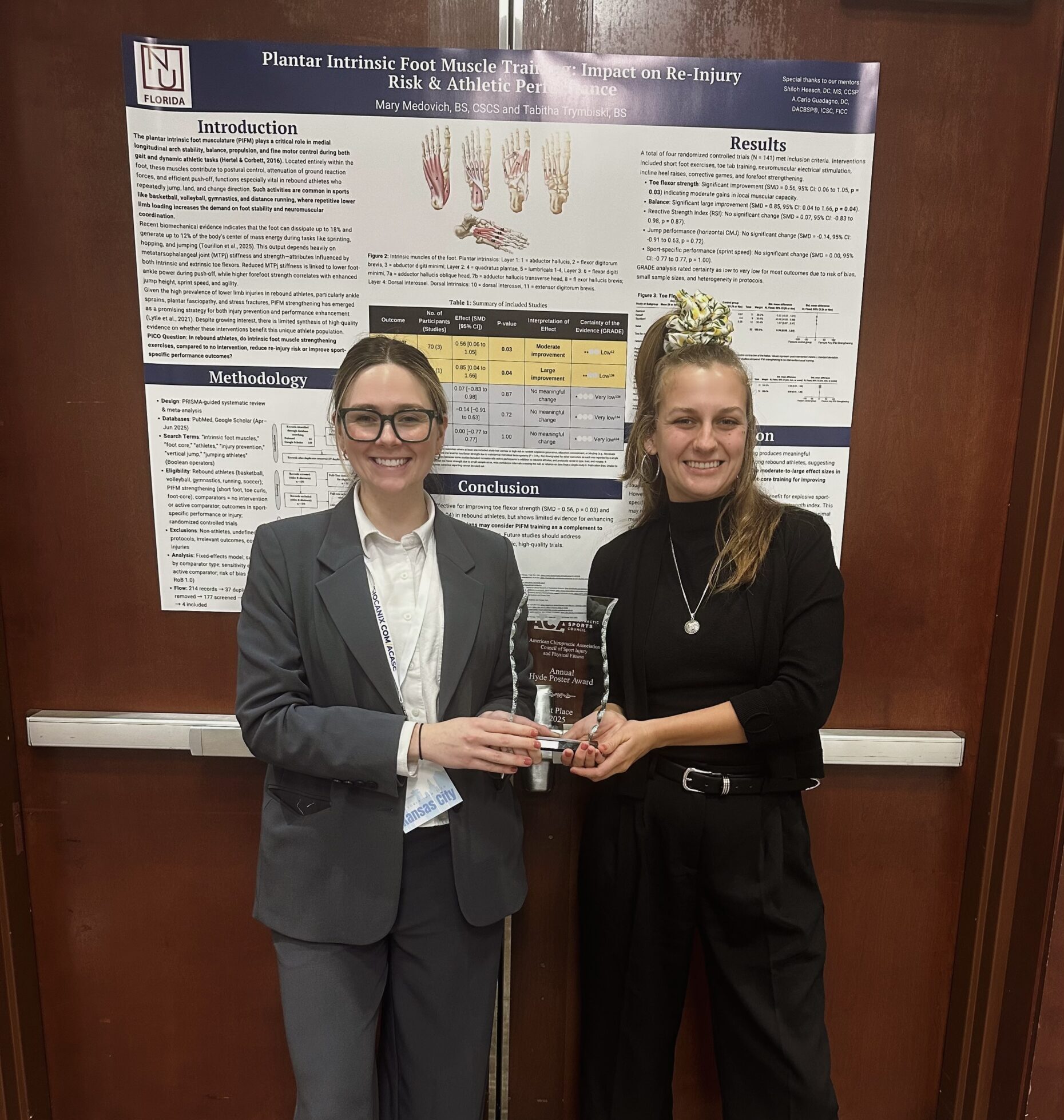 Tabitha and Mary pose with their 2025 Hyde Award.