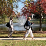 students visiting nuhs in fall