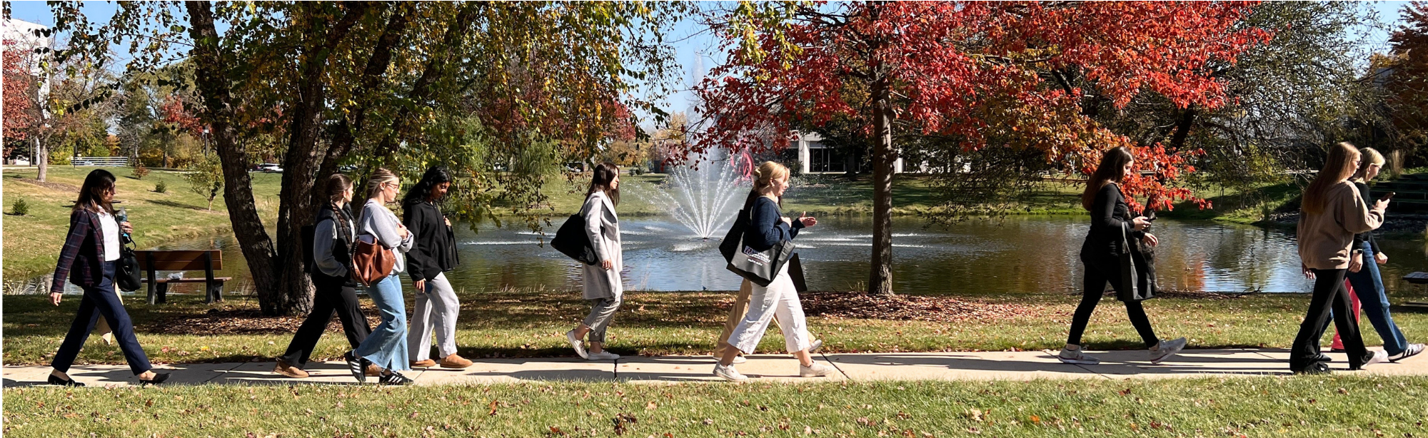students visiting nuhs in fall