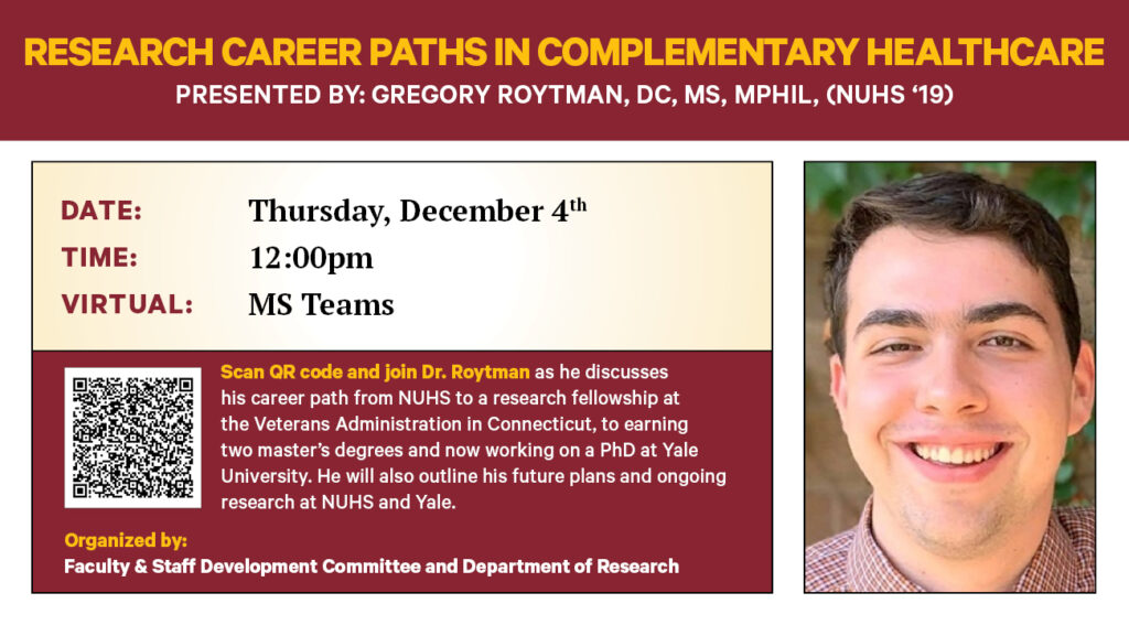 Research Career Paths in Complementary Healthcare Infographic Scan QR Code for more info